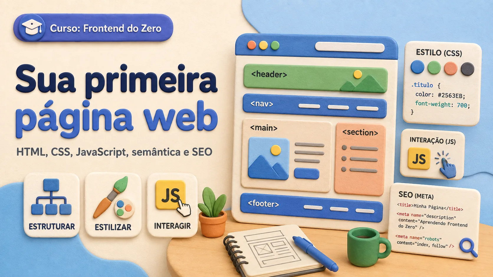 Primeira página com HTML CSS e JavaScript
