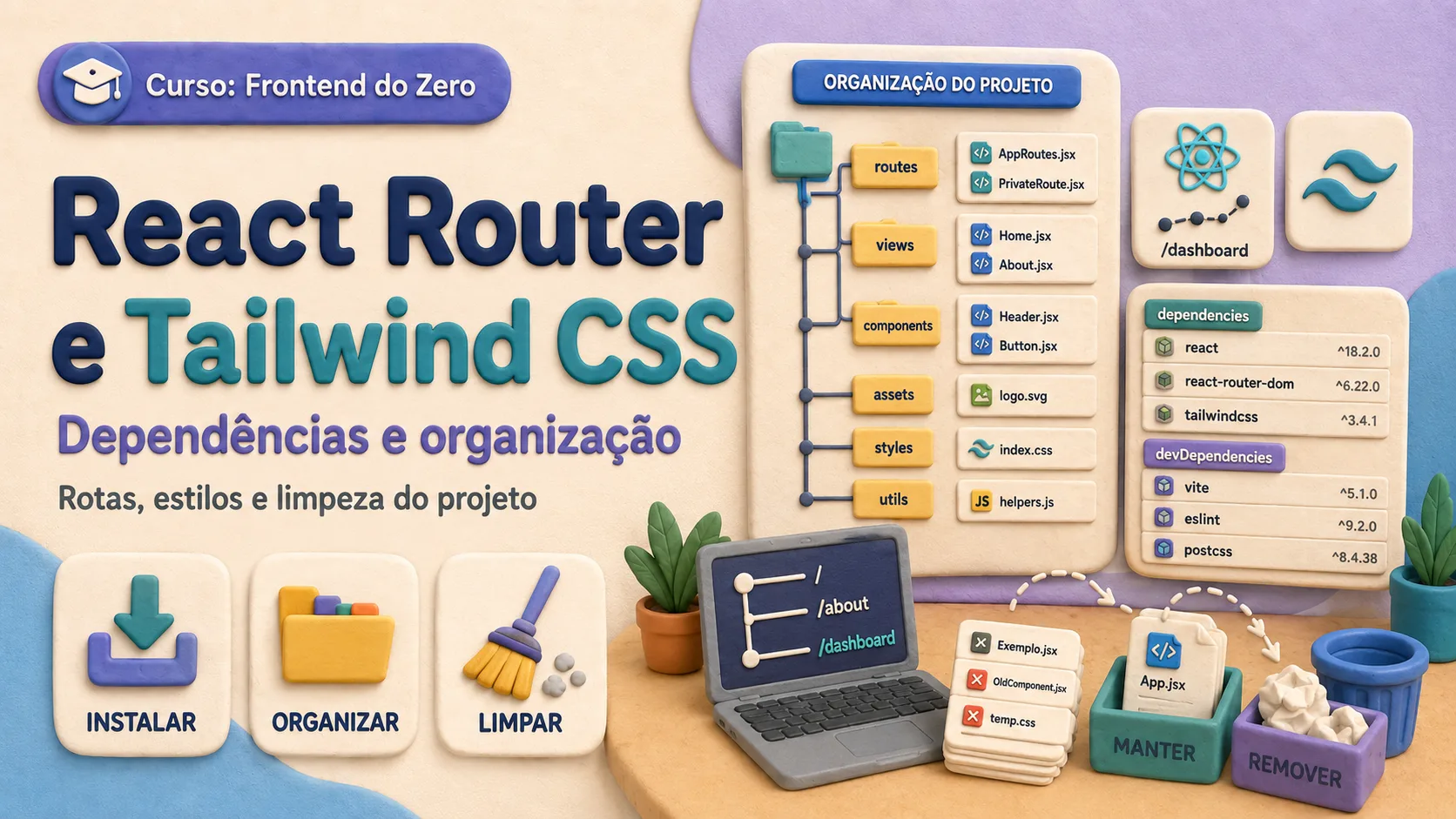 React Router, Tailwind CSS e dependências no React
